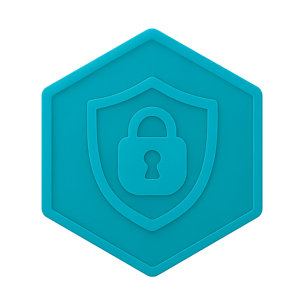 Data GDPR-min 3D chrome shield to symbolize protection and reliability.