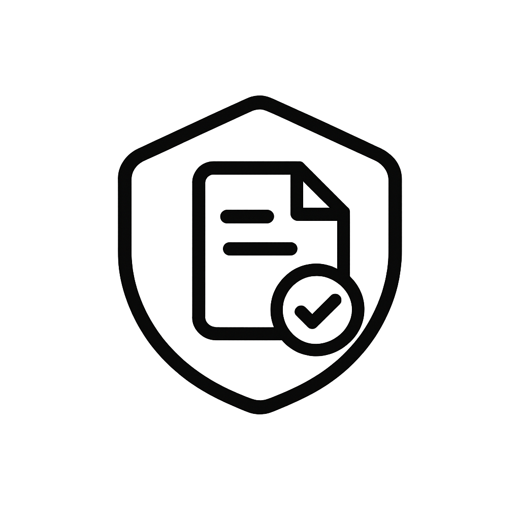 Shield and Document with Checkmark