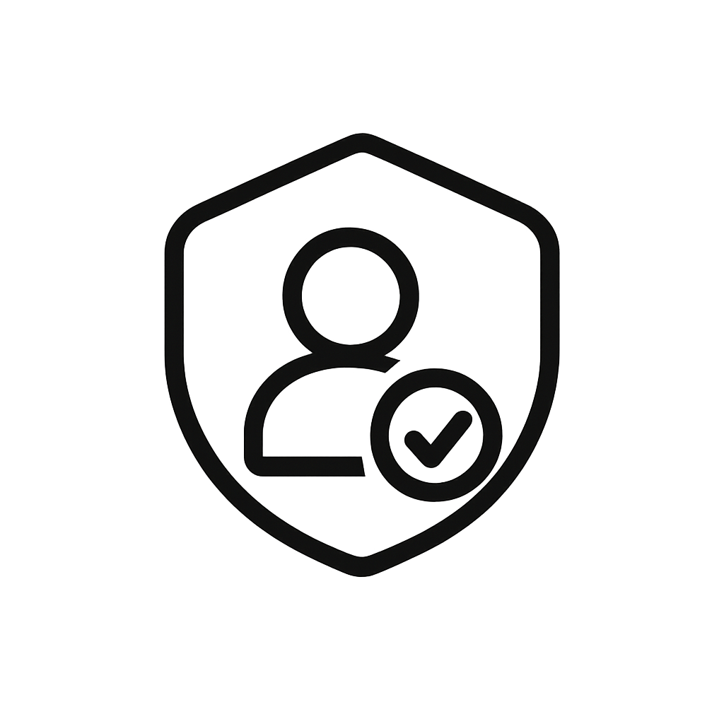 Shielded Figure with Checkmark Icon